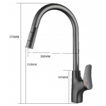 Goboss 048.31-06 2速伸拉式廚房星盆水龍頭 (槍灰色)